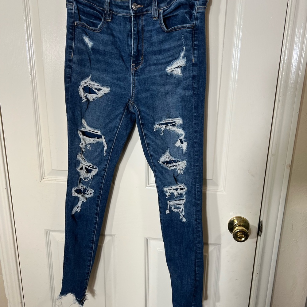 American Eagle Outfitters Ripped Dark Blue Skinny Jeans